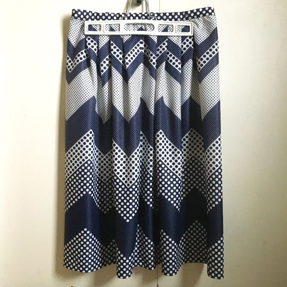 Vintage Handmade Zig-Zag Comic Book Polka Dot Pleated Midi Skirt S Retro